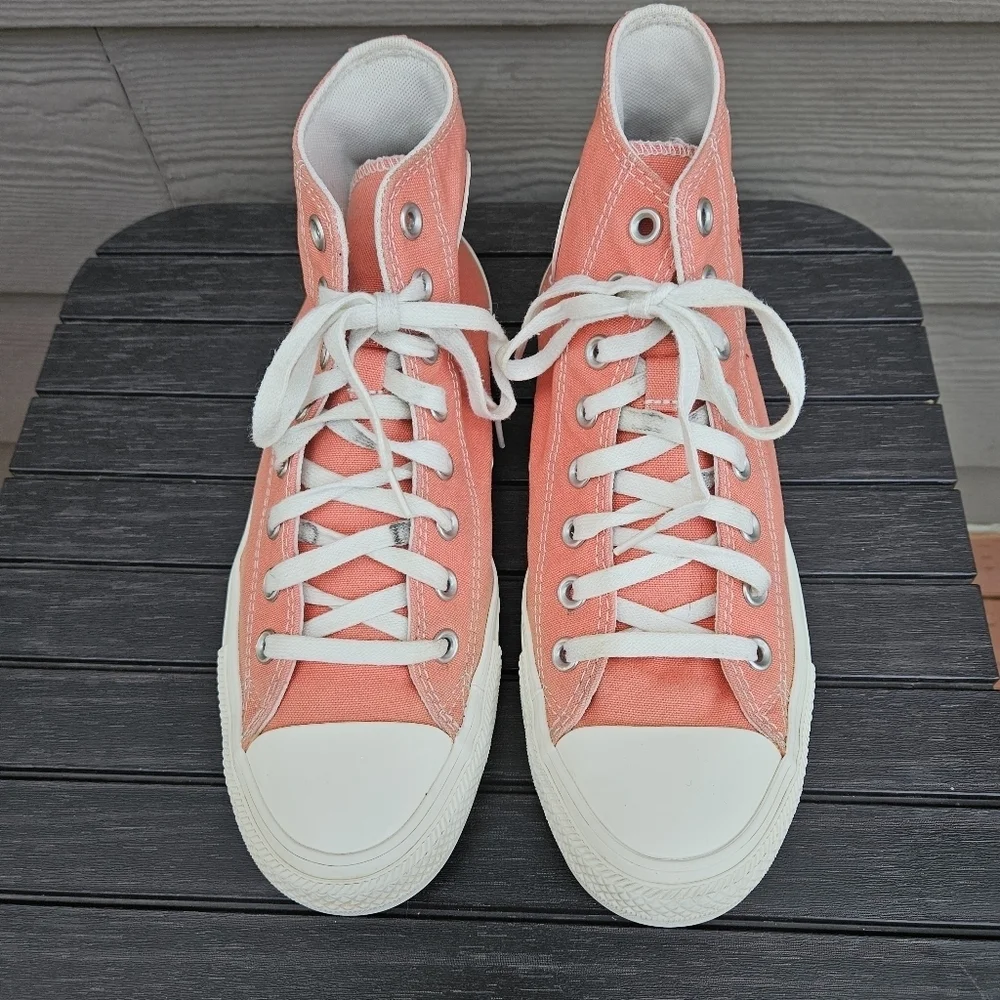 Converse Hi Top Shoes Heart & Floral Embroidery Bright Madder Pink A02203C 9.5 - Picture 6 of 15